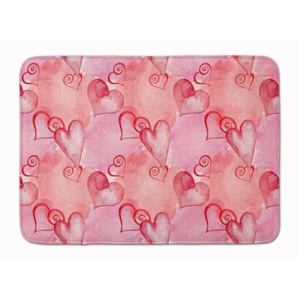 Carolines Treasures Watercolor Red Hearts Machine Washable Memory Foam Mat BB7565RUG - main